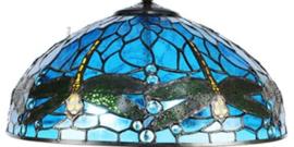 9337BL * Tafellamp H57cm met Tiffany kap Ø41cm Dragonfly Blue