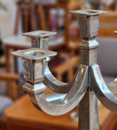 Zilvertin Kandelaar 5-knop H29cm