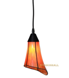 Hanglamp Textielsnoer Zwart met Tiffany kap Kleine Calla Oranje-Rood PREORDER