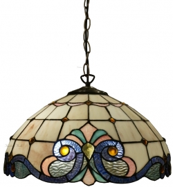 5807 * Hanglamp Tiffany Ø40cm Lila Rose en Blauw