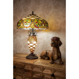 6134 * Tafellamp Tiffany H58cm Ø41cm met verlichting in de voet