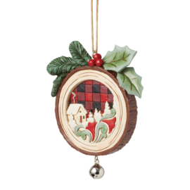 Highland Glen Wood Slice with Scene Ornament H10cm Jim Shore 6015447 *