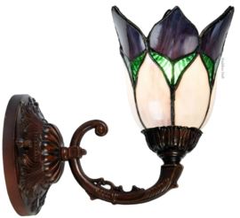 8103 8829 '  Wandlamp Bruin met Tiffany kap Ø16cm Lovely Flower Purple