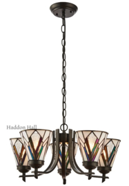 74347 Hanglamp Ø50cm met 5 Tiffany kappen Astoria