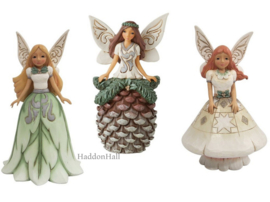 Fairies - Set van 3 Jim Shore beelden H 15cm - Leaf,  Pinecone & Mushroom Skirt