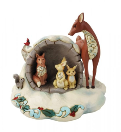 Winter Wonderland Hollow Log with Animals - Jim Shore 6009487 retired *