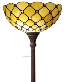 LT16668 Vloerlamp Uplight Bruin H184cm met Tiffany kap Ø40cm Golden Pearl