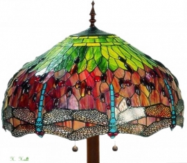 v9200 9454 * Vloerlamp Tiffany Ø51cm Red Green Dragonfly Ronde voet