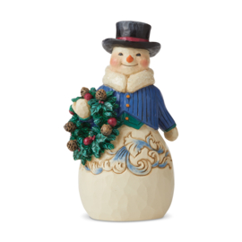 Victorian Snowman with Wreath H13cm Jim Shore 6006599 * Retired
