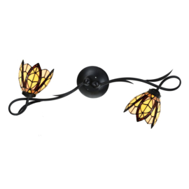 8119 * Wandlamp B80cm met 2 Tiffany kappen Ø15cm Flow Souplesse