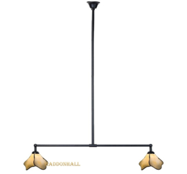 6048 Hanglamp Zwart B90cm met 2 Tiffany kappen Ø21cm Flower Beige '