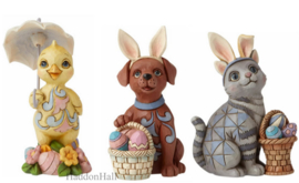 Chick - Dog & Cat - Set van 3 Easter Mini Animals - Jim Shore , retired items