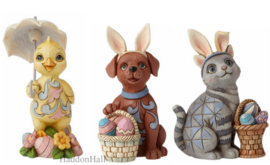 Chick - Dog & Cat - Set van 3 Easter Mini Animals - Jim Shore , retired  *