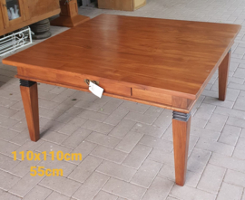 Tafel - Salontafel 110x110cm H55cm Massief Teakhout