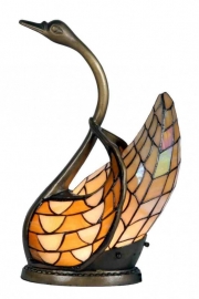 9883 * Tiffany lamp H45cm  "Zwaan" donkergeel  en lichtgeel  