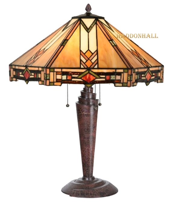 6324 Tafellamp Twist H62cm met Tiffany kap Durban Ø50cm '