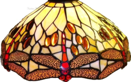 1100 * Balk Zwart 100cm met 3 Tiffany kappen Ø30cm Beige Dragonfly