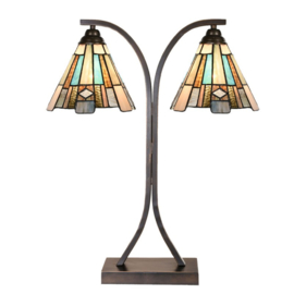 6368 Bureaulamp H57cm met 2 Tiffany kappen