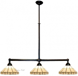 3087 * Hanglamp B90cm met 3 Tiffany kappen Ø32cm Serenity