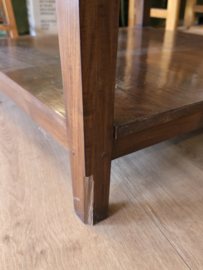 Salontafel 80x80cm H70cm met onderblad Massief teakhout