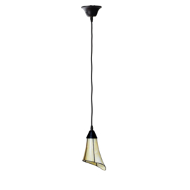 Hanglamp Textielsnoer Zwart met Tiffany kap Kleine Calla Oranje-Geel PREORDER