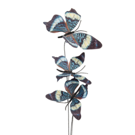 ' Vlinder Tak Textiel SET VAN 12 H65cm Blauw 50874