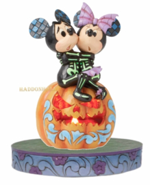 Mickey & Minnie "Spine-tingling Sweethearts" LED H18,5cm + BASE COLOR Ø16cm Jim Shore 6016596 , in stock
