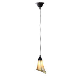 Hanglamp Textielsnoer Zwart met Tiffany kap Kleine Calla Oranje-Geel PREORDER