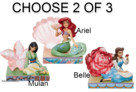 Mulan with Cherry Blossom , Ariel with Shell & Belle with Rose - Kies 2 van  3 Jim Shore beelden