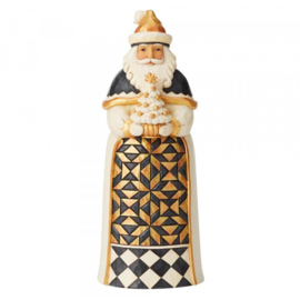 "Black & Gold Santa with Tree" H26cm Jim Shore 6004198 retired, laatste exemplaren *