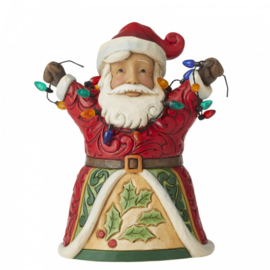 Jolly Santa  Arms Up Holding String of Lights Pint-Sized 13cm Jim Shore 6006655 retired