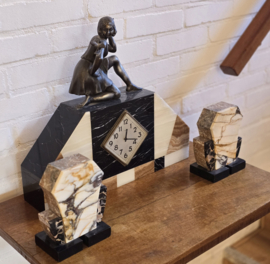 Art Deco Klok Ca1925 Frankrijk 3-delig