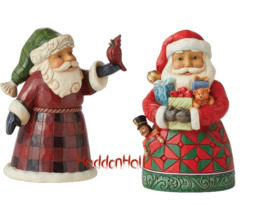 Santa with Cardinal & Santa with Gifts H9cm Set van 2 Jim Shore Pint Santa's retired *