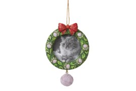 Pet Wreath Frame Cat & Ball Ornament * H8cm Jim Shore 6015515