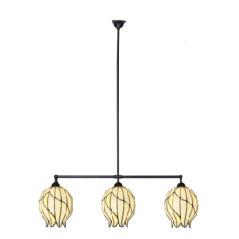 8175 Hanglamp Zwart B90cm met 3 Tiffany kappen Ø22cm Nature