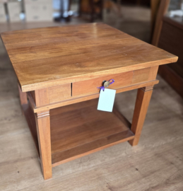 Tafel -Bijzettafel 60x60cm H50cm met onderblad - Massief Teakhout