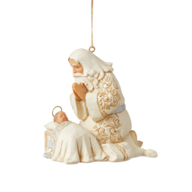 Holiday Lustre Santa with Baby Jesus Ornament H9cm Jim Shore 6009400 * Retired