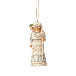 White Woodland Nutcraker & Snowman with Birdhouse * - Set van 2 Jim Shore Hanging ornaments