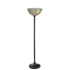 8839 Vloerlamp Uplight Zwart  H147cm  met Tiffany kap Ø35cm Fly Away