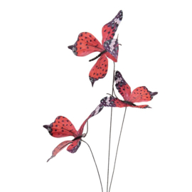 ' Vlinder Tak Textiel SET VAN 12 H65cm Red 50882