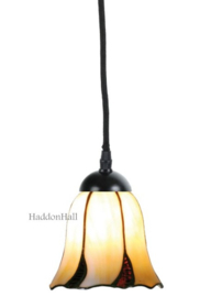 5136 8130 * Hanglamp Textielsnoer zwart met Tiffany kap Ø16cm Desert Wave