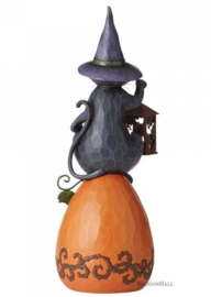 Black Cat  Pumpkin Statement Figurine 54cm  Jim Shore 6006251 retired met verlichting.