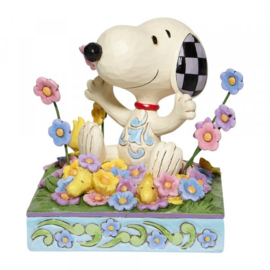 Snoopy in Bed of Flowers * H12cm Jim Shore 6007965 Peanuts collection,  retired