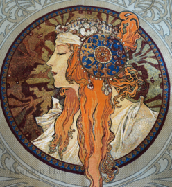 Alphonse Mucha "The Blonde" 90x70cm Wandkleed  Gobelin geweven *