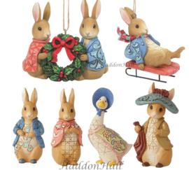 Beatrix Potter by Jim Shore - Set van 6 -  4 Mini Figurines & 2 Hanging Ornaments