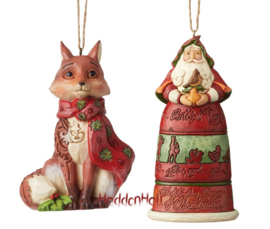 Festively Fox & Santa 12 Days of Christmas - Set van 2 Jim  Shore Hanging Ornament