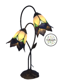 8103 Tafellamp H61cm met 2 Tiffany kappen Ø15cm Lovely Flower Purple
