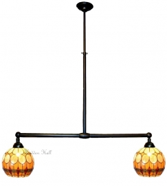 5316 * Hanglamp B90cm met 2 Tiffany kapjes Ø27cm