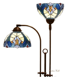 6306 Vloerlamp Half Rond met 2 Tiffany kappen Ø25cm Ultramarine