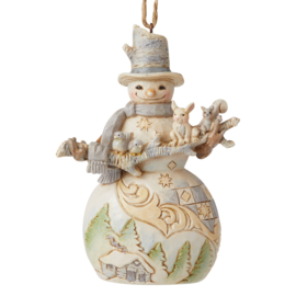 White Woodland Snowman with Animals Ornament H11cm Jim Shore * Retired